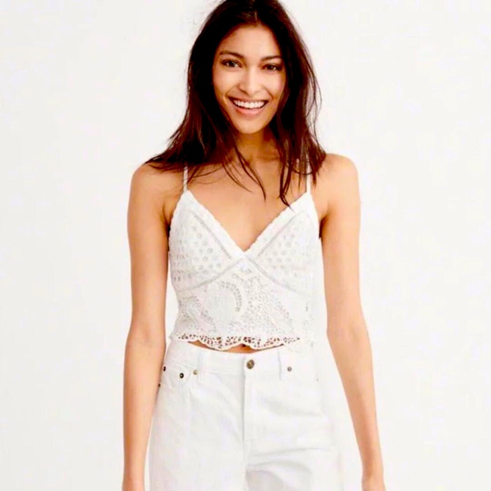Abercrombie & Fitch White Crochet Boho Crop Top XS